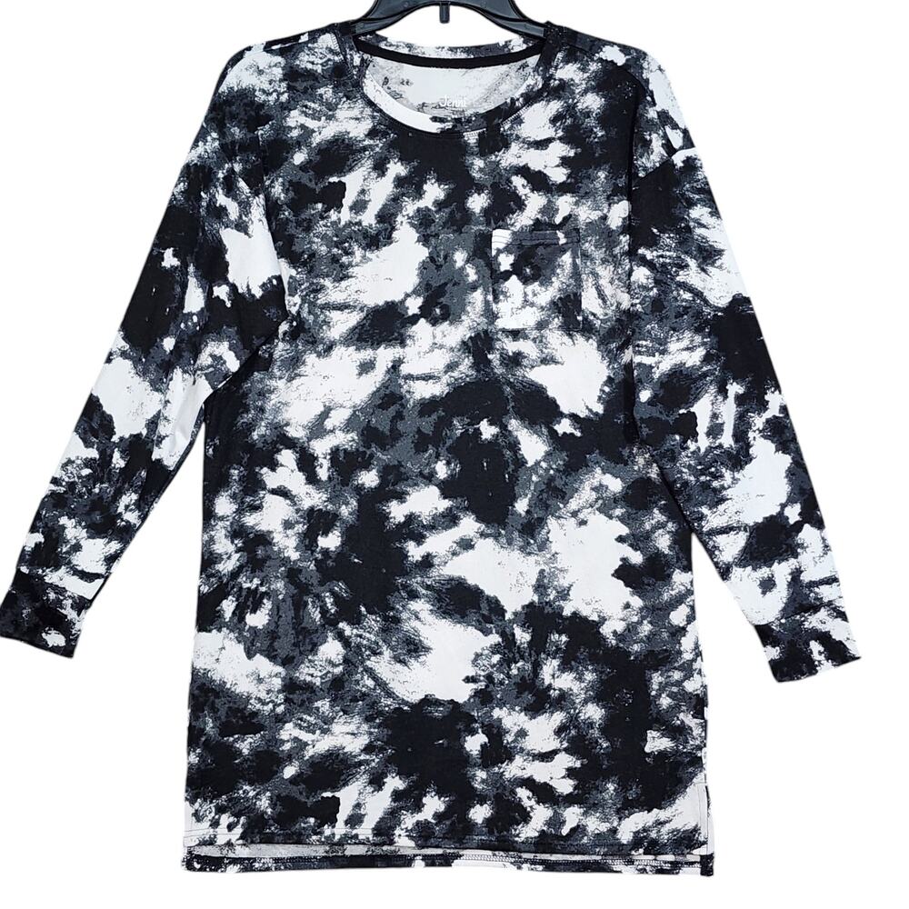 Jenni Supersoft Sleepshirt Nightgown Pajamas White Black Dynamic‎ Tiedye Size XS